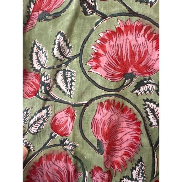 All Things Mochi Red Green Floral Cotton Tie Back Shift Dress Size XL - Picture 7 of 14